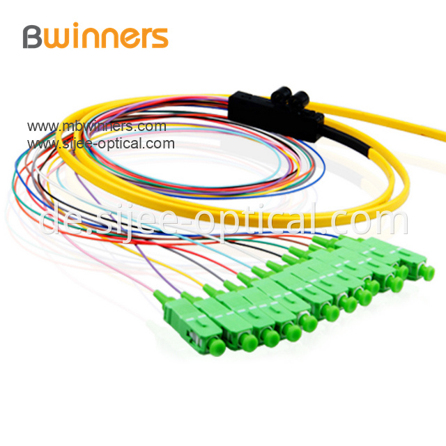 Single Mode 12 Core Scapc Ribbon Optic Cable Pigtail